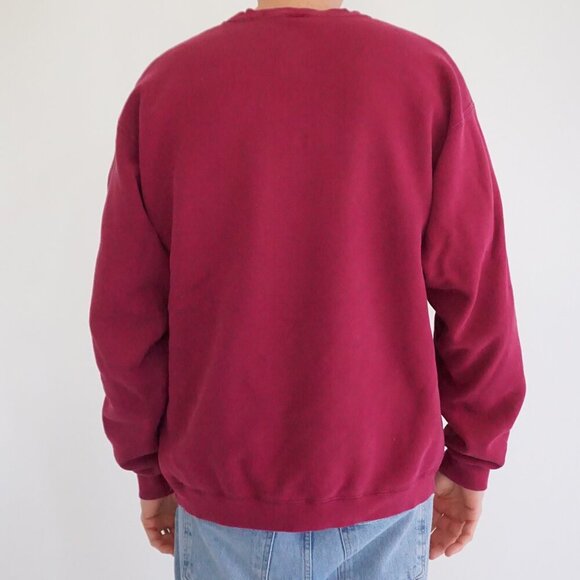Vintage '90S Iowa The Hawkeye State Maroon Map Cotton Crewneck Sweater XL - Picture 2 of 10